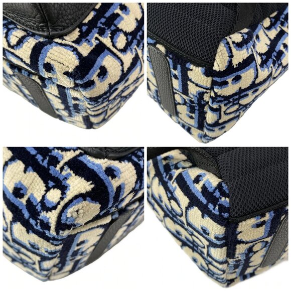 Auth DIOR/ChristianDior Rider - Beige Blue Navy Wool Leather 2********* Backpack - Picture 16 of 16